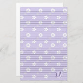 Violette en Witte Bloemen Papier Monogram (Voorkant / Achterkant)