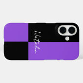 Violette en Zwarte Kleurenblok Minimale Gepersonal Case-Mate iPhone Case (Achterkant (horizontaal))