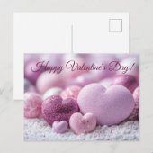 Violette Herzen mit Glitter Valentinstag Briefkaart (Voorkant / Achterkant)