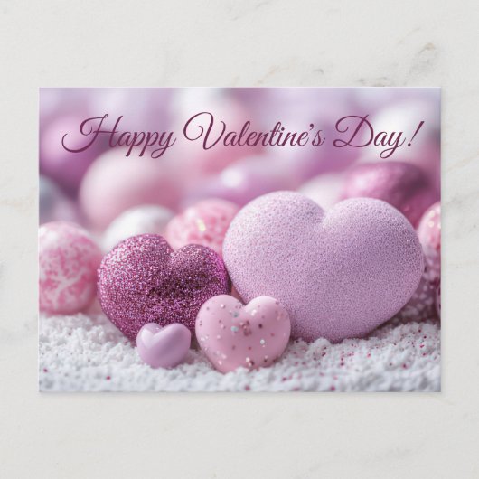 Violette Herzen mit Glitter Valentinstag Briefkaart (Voorkant)