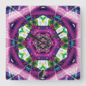 Violette Kaleidoscope Vierkante Klok (Voorkant)