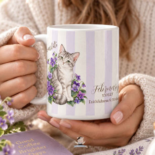 Violette Kattenbruidsmeisje Cadeau Februari Geboor Koffiemok