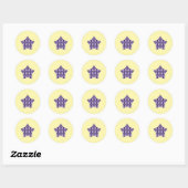 Violette Paarse Vierkant en Diamond Checkered Star Ronde Sticker (Vel)