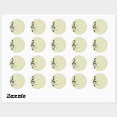 violette sleutelmuziek ronde sticker (Vel)