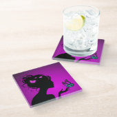 Violette vlinderglas glazen onderzetter (Schuin)