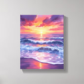 violette vloed | Paarse Sunset Ocean Waves schilde Canvas Afdruk (Voorkant)