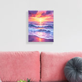 violette vloed | Paarse Sunset Ocean Waves schilde Canvas Afdruk (Insitu (Woonkamer))