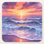 violette vloed | Paarse zonsondergang oceaangolven Kartonnen Onderzetters (Voorkant)