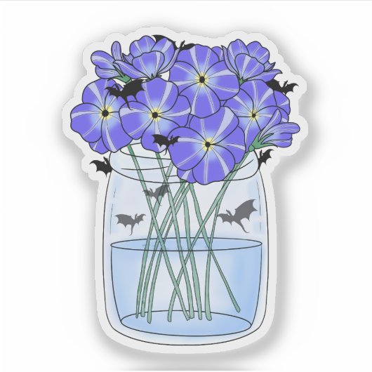 Violetten in een pot met kleine draken sticker (Voorkant)