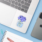 Violetten in een pot met kleine draken sticker (Laptop met iPhone)