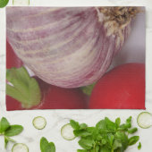 Violetter Knoblauch mit Radieschen Theedoek (Gevouwen)