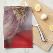 Violetter Knoblauch mit Radieschen Theedoek (Quarter Fold)