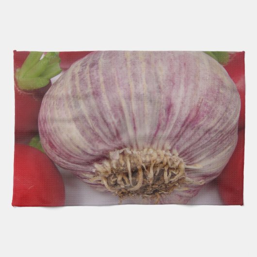 Violetter Knoblauch mit Radieschen Theedoek (Horizontaal)