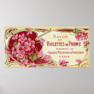 Violettes de Parme Perfume LabelParis, Frankrijk Poster