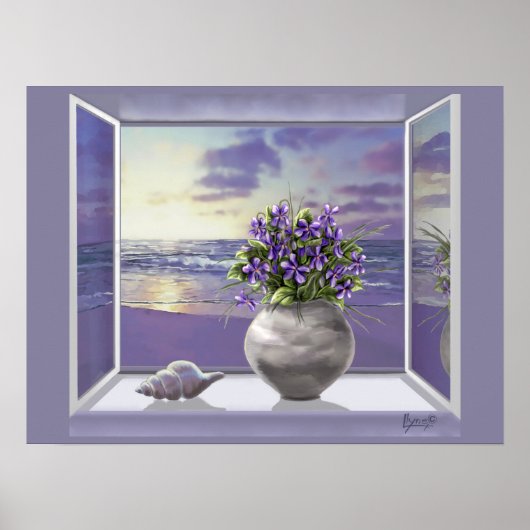 Violettes in een poster van de maanpot (Voorkant)