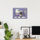 Violettes in een poster van de maanpot (Thuiskantoor)