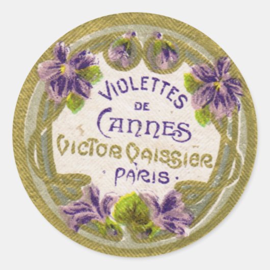 Violettes Parfum Label, Parijs 1900s Ronde Sticker (Voorkant)