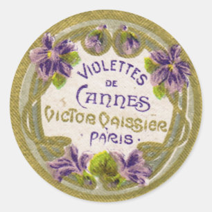 Violettes Perfume Label, Parijs 1900 Ronde Sticker