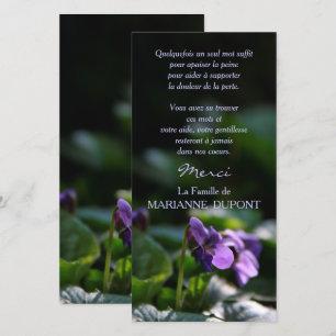 Violettes Sauvages Carte de Remerciement Deuil