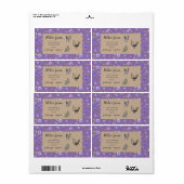 violettuin floral rustic script eiskartonnen doosj etiket (Full Sheet)