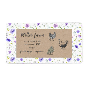 violettuin floral rustic script eiskartonnen doosj etiket