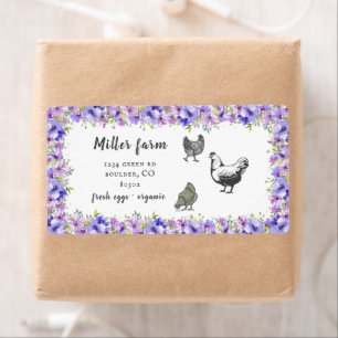 violettuin floral rustic script eiskartonnen doosj etiket