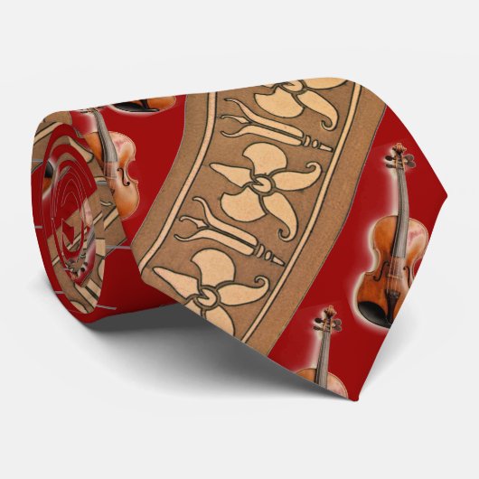 Violin and Art Noveau Pattern Stropdas (Opgerold)
