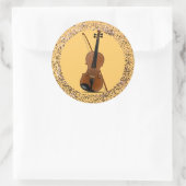 Violin and Bow, glitter lijst, Ronde Sticker (Tas)