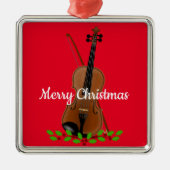 Violin and Bow kerstdesign Metal Ornament (Voorkant)