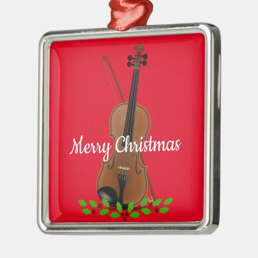 Violin and Bow kerstdesign Metal Ornament (Links)