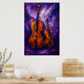 Violin and Cello Against Purple Background Poster (Keuken)