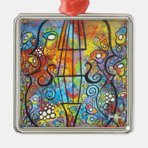 Violin and Flowers kerstsierra Metalen Ornament