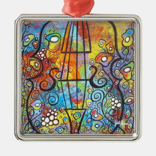 Violin and Flowers kerstsierra Metalen Ornament (Voorkant)