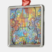 Violin and Flowers kerstsierra Metalen Ornament (Links)