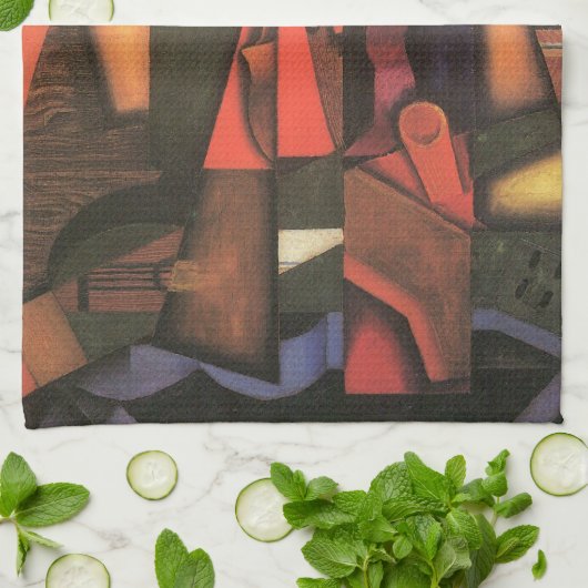 Violin and Guitar van Juan Gris, Cubistische kuns Theedoek (Gevouwen)