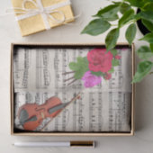 Violin and Rozen  vel muziekpapier Tissuepapier (Geschenk)