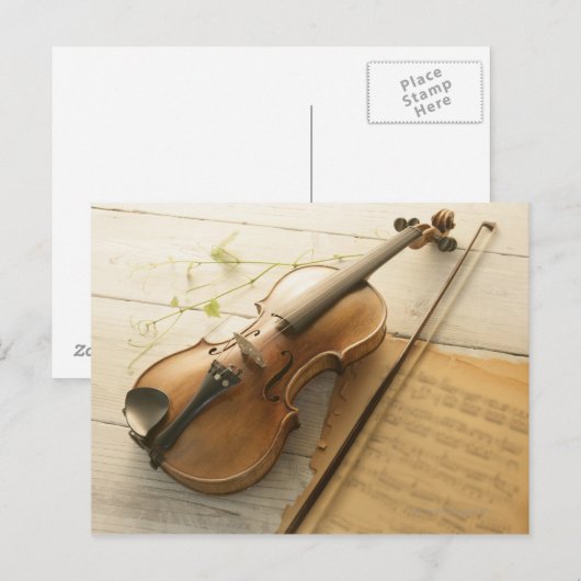 Violin and Sheet Music Briefkaart (Voorkant / Achterkant)