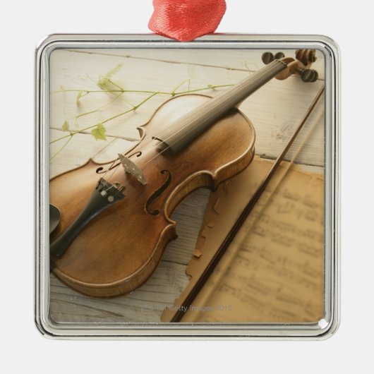 Violin and Sheet Music Metalen Ornament (Voorkant)