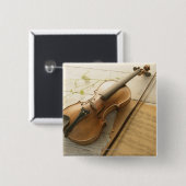 Violin and Sheet Music Vierkante Button 5,1 Cm (Voorkant /achterkant)