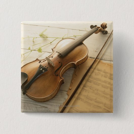 Violin and Sheet Music Vierkante Button 5,1 Cm (Voorkant)