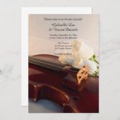 Violin and White Rose Flowers Wedding Kaart (Voorkant / Achterkant)