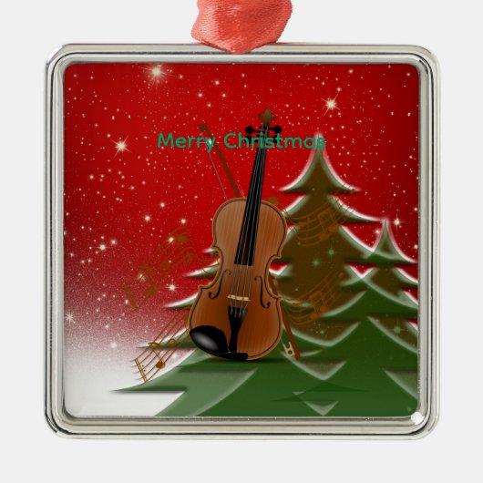 Violin at Christmas Ceramic Ornament (Voorkant)