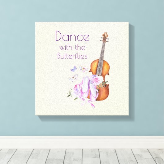 Violin & ballet laat Inspirerend dans zien Canvas Afdruk (Insitu (Houten vloer))