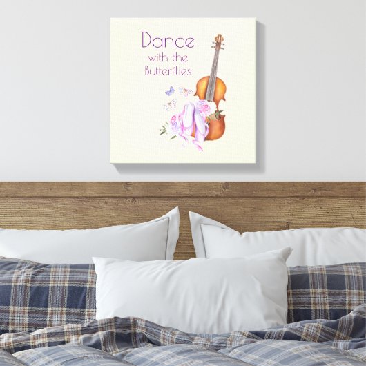 Violin & ballet laat Inspirerend dans zien Canvas Afdruk (Insitu (Slaapkamer))