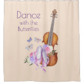 Violin & ballet laat Inspirerend dans zien Douchegordijn (Voorkant)