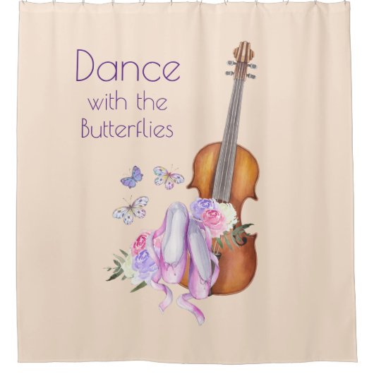 Violin & ballet laat Inspirerend dans zien Douchegordijn (Voorkant)