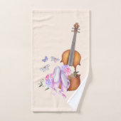 Violin, balletschoenen, bloemen en vlinders bad handdoek (Handdoek)