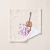 Violin, balletschoenen, bloemen en vlinders bad handdoek (Wasdoekje)