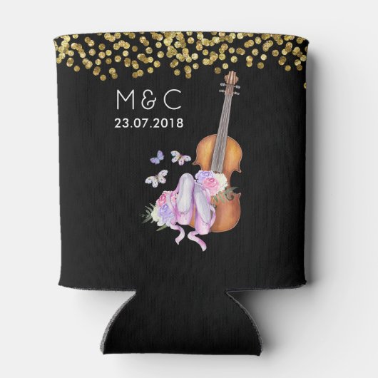 Violin, balletschoenen, bloemen en vlinders blikjeskoeler (Achterkant)