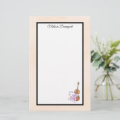 Violin, balletschoenen, bloemen en vlinders briefpapier (Staand voorkant)